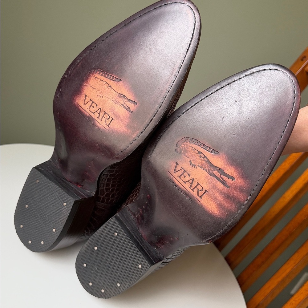 Veari Cowboy Boots Embossed Leather Country Western Alligator Rodeo Reptile NWOB